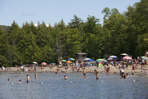 Lake Stukely beach at the Parc national du Mont-Orford - Orford ...